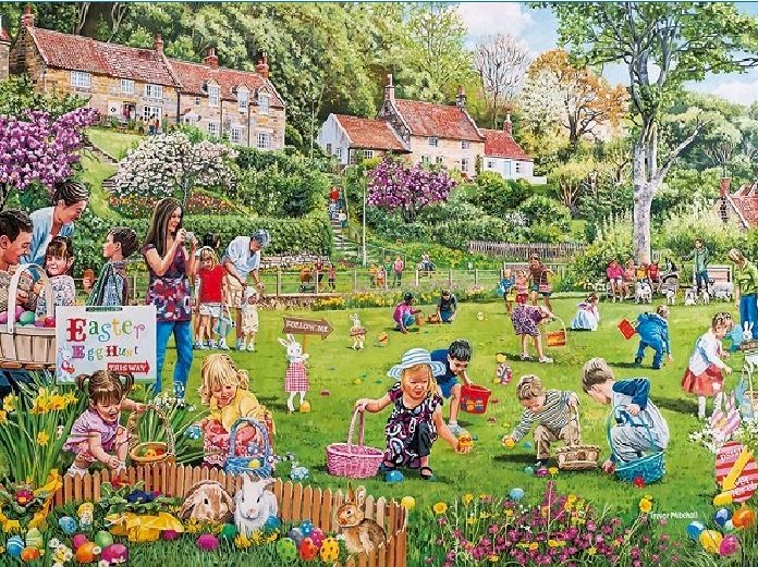 Hunting for Easter Eggs. jigsaw puzzle online