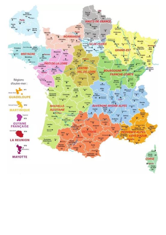Karte von Frankreich Puzzle Online-Puzzle