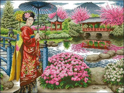 In einem japanischen Garten. Online-Puzzle