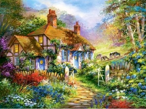 Village in painting. jigsaw puzzle online