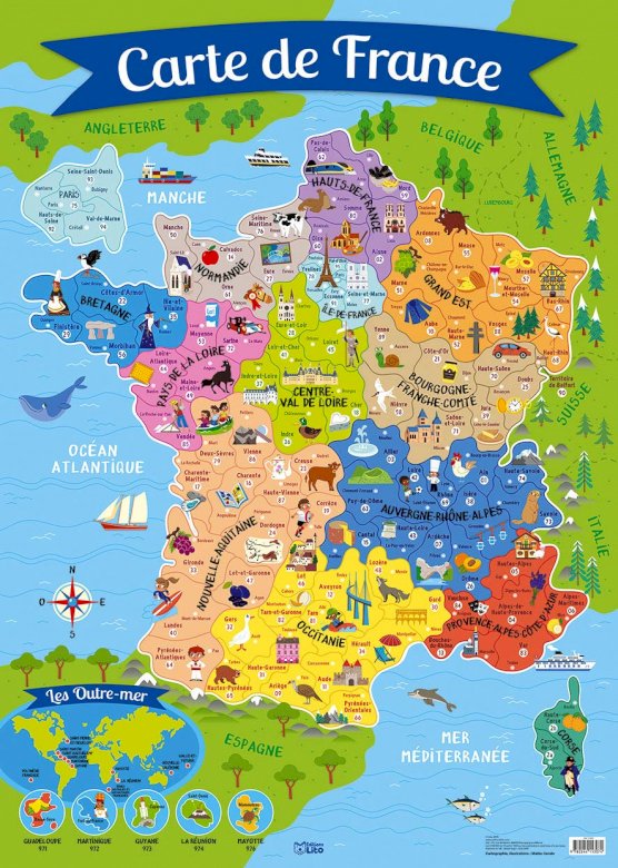 карта Франции онлайн-пазл