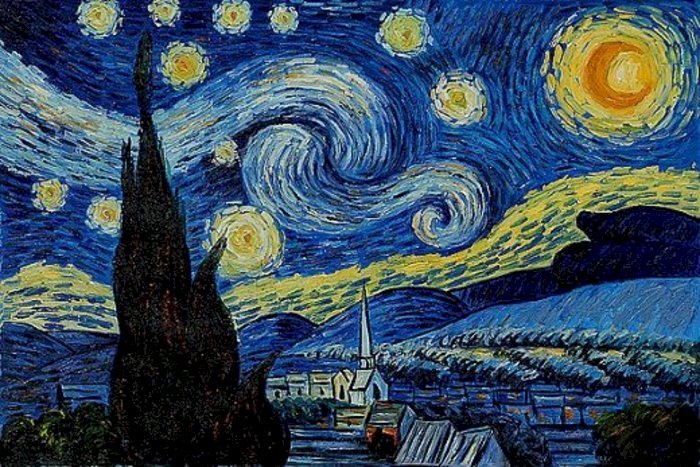 Звездна нощ - Винсент Ван Гог онлайн пъзел