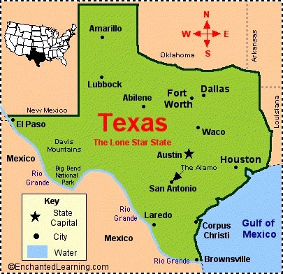Mapa Texasu online puzzle
