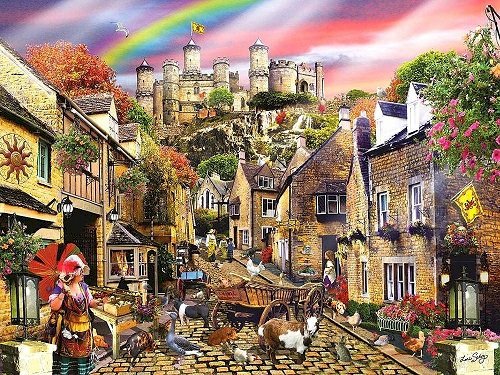 Un oraș cu un castel. jigsaw puzzle online