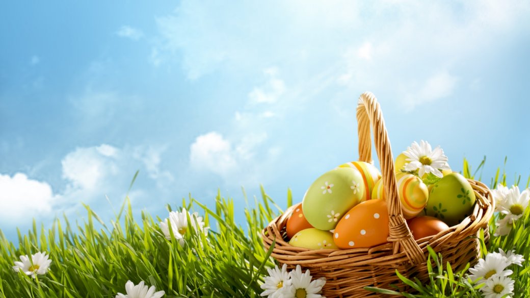 Koš, velikonoční vajíčka skládačky online