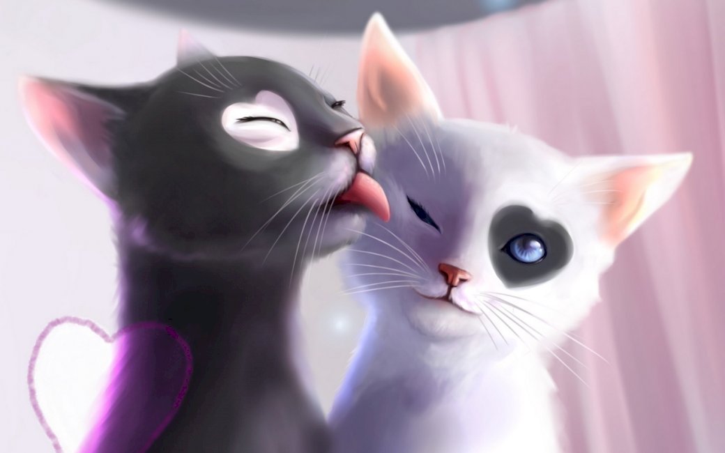 två kattungar i kärlek pussel på nätet