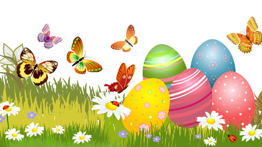 Easter eggs, meadow, butterflies online puzzle