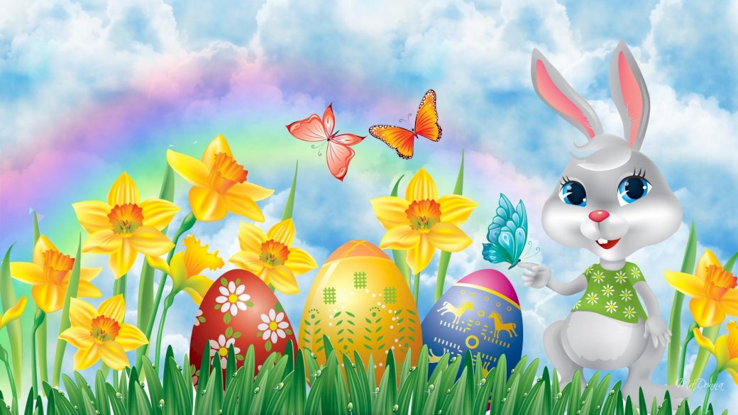 Великденски яйца, великденско зайче онлайн пъзел