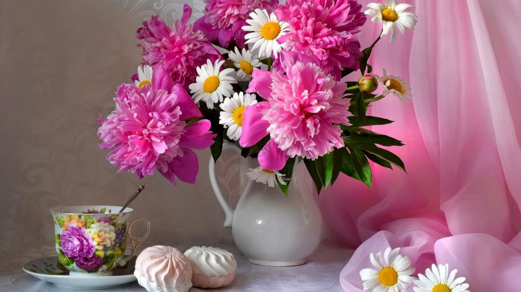 Bouquet de fleurs, tasse puzzle en ligne