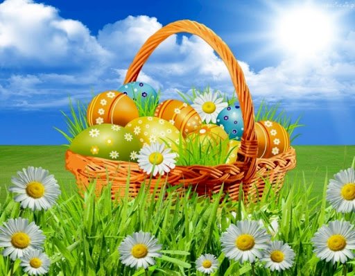 Huevos de Pascua en una cesta. rompecabezas en línea