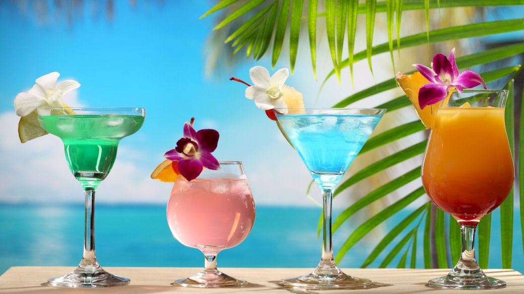 Kleurrijke drankjes, bloemen legpuzzel online