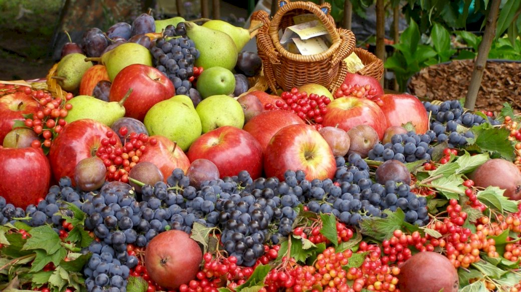 Плодове, кошница онлайн пъзел