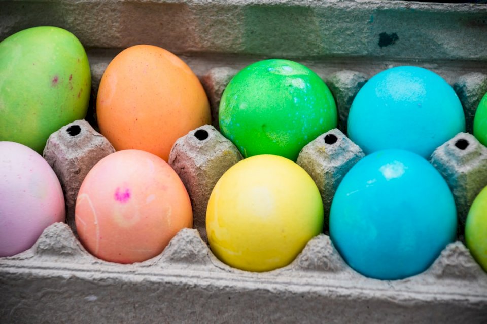 Dyed Easter Eggs sitting in a jigsaw puzzle online