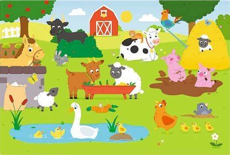 animais no campo puzzle online