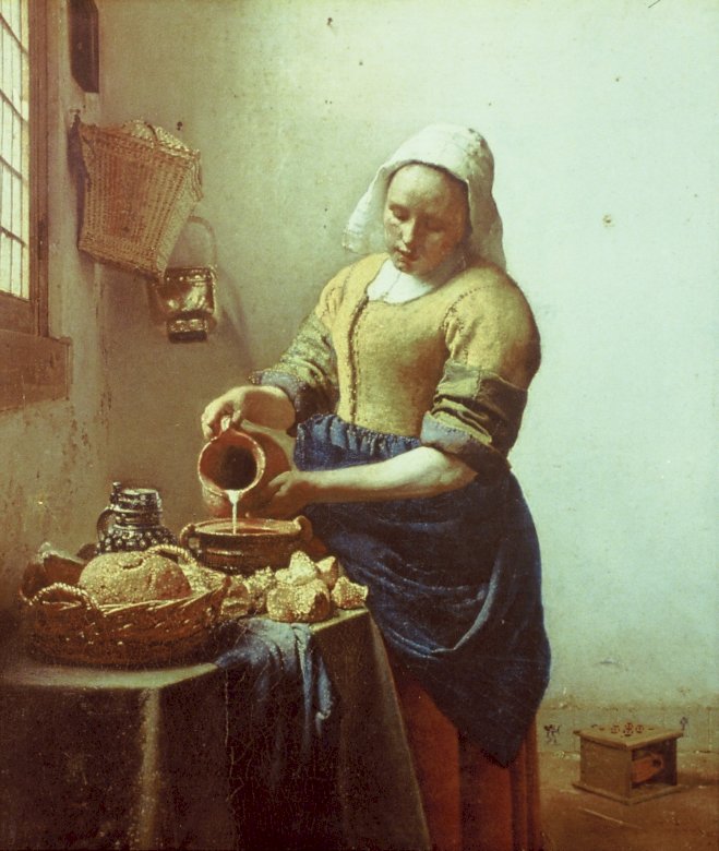 Горничная Vermeer разливает молоко пазл онлайн