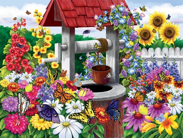 Flores no jardim. quebra-cabeças online