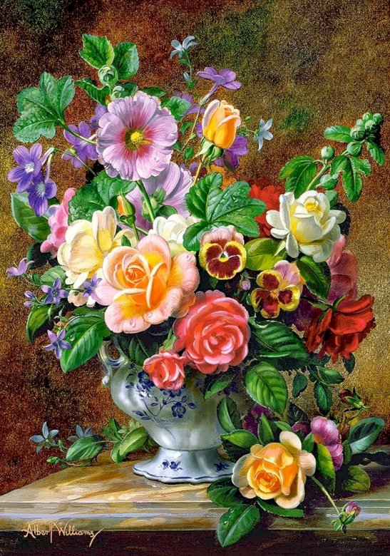 Цветы в вазе онлайн-пазл