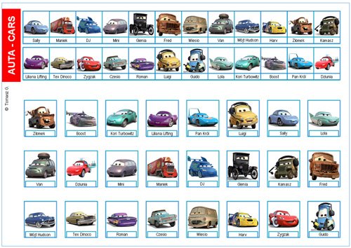 personagens favoritos do filme do carro puzzle online