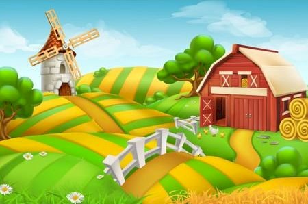 Een veld met een windmolen online puzzel