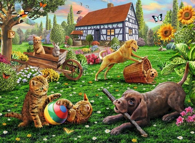 Animali in giardino. puzzle online