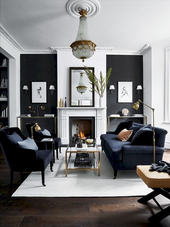Bílá a černá v obývacím pokoji skládačky online