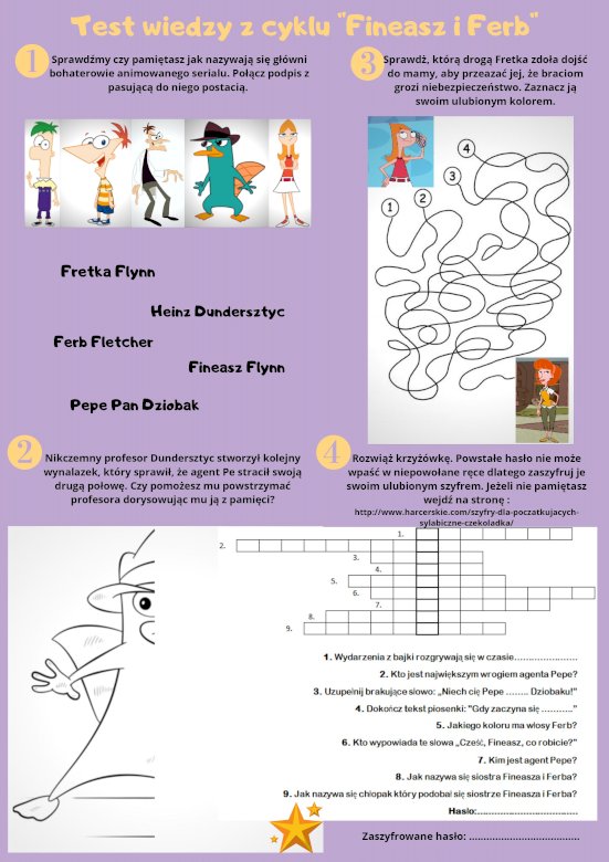 Testul de cunoștințe „Phineas și Ferb” jigsaw puzzle online