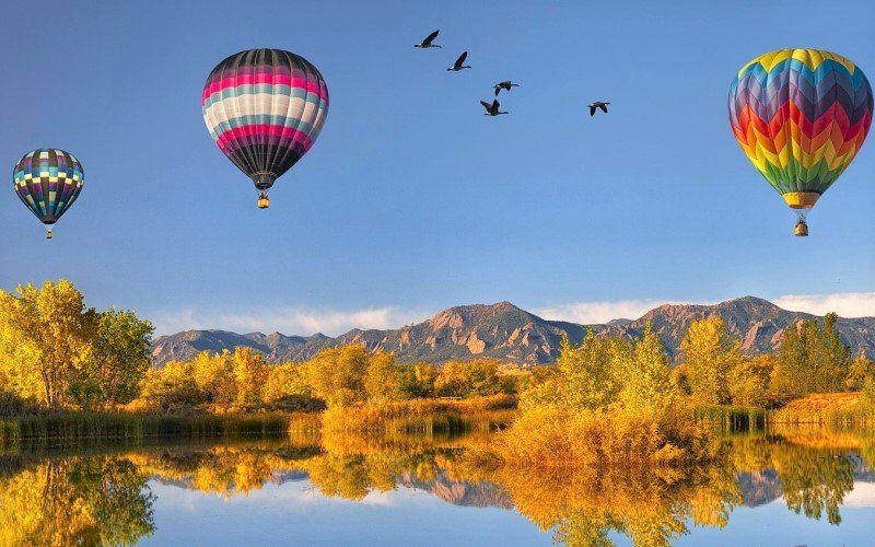 Kleurrijke ballonnen, Rocky Mountains legpuzzel online