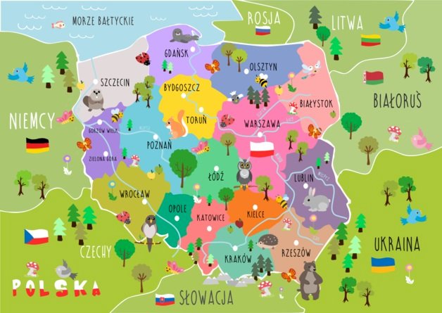 Térkép a törpék Lengyelországban kirakós online