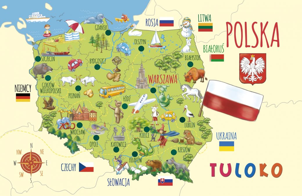 Quebra-cabeça mapa polonês ilustrado quebra-cabeças online