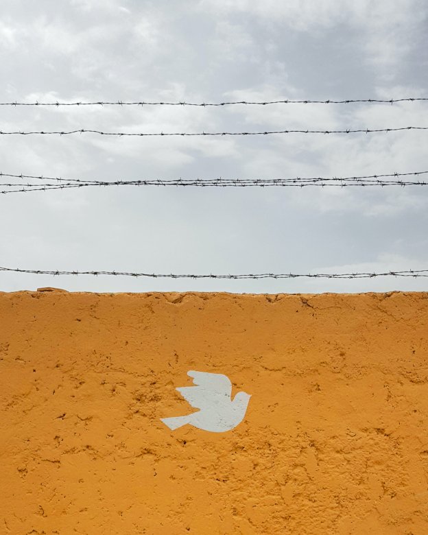 Simbol porumbel pe perete de cărămidă puzzle online