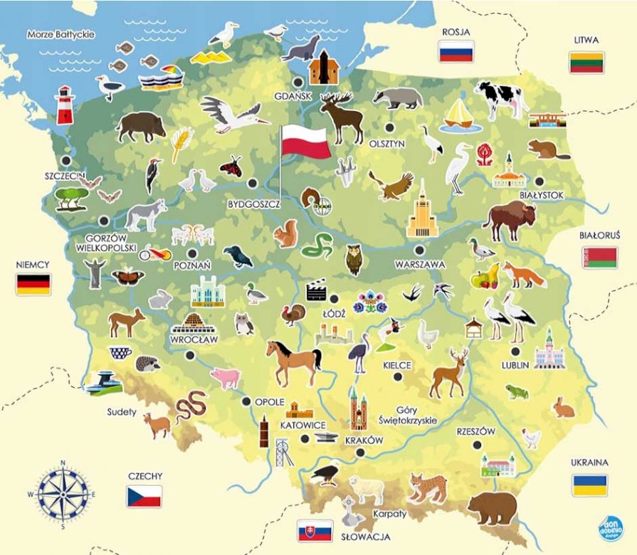 Színes Lengyelország Térkép online puzzle