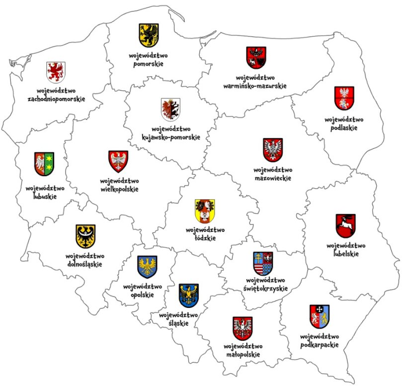 Polen - Karte der Woiwodschaften Online-Puzzle