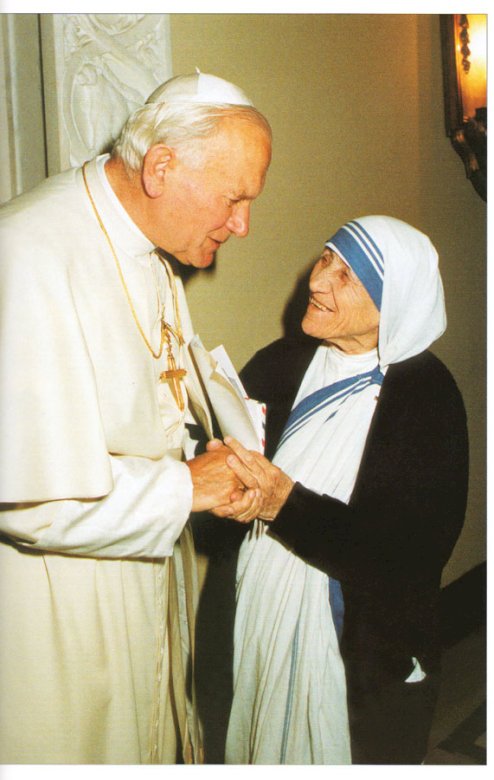 Sf. Ioan Paul al II-lea cu mama sa Teresa de Calcutta puzzle online