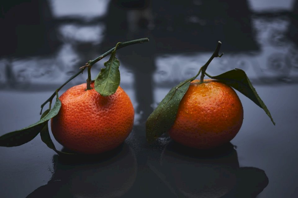 Orangen auf nasser Oberfläche Puzzlespiel online