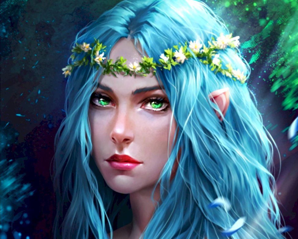 Blue-haired elf portrait - wide 3