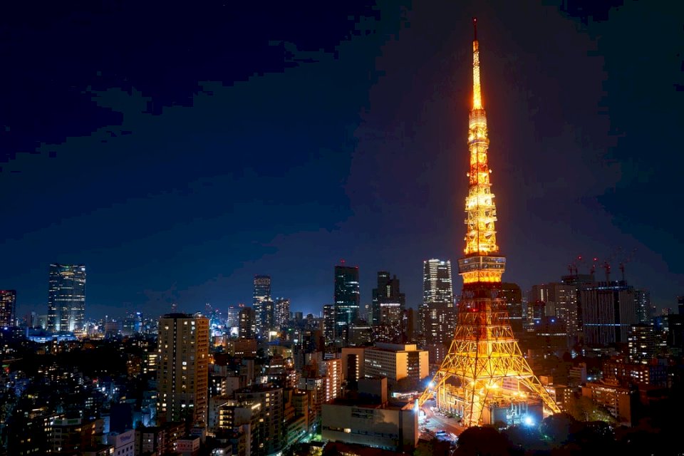 Πύργος του Τόκιο τη νύχτα online παζλ