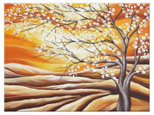paesaggio con un albero in fiore puzzle online