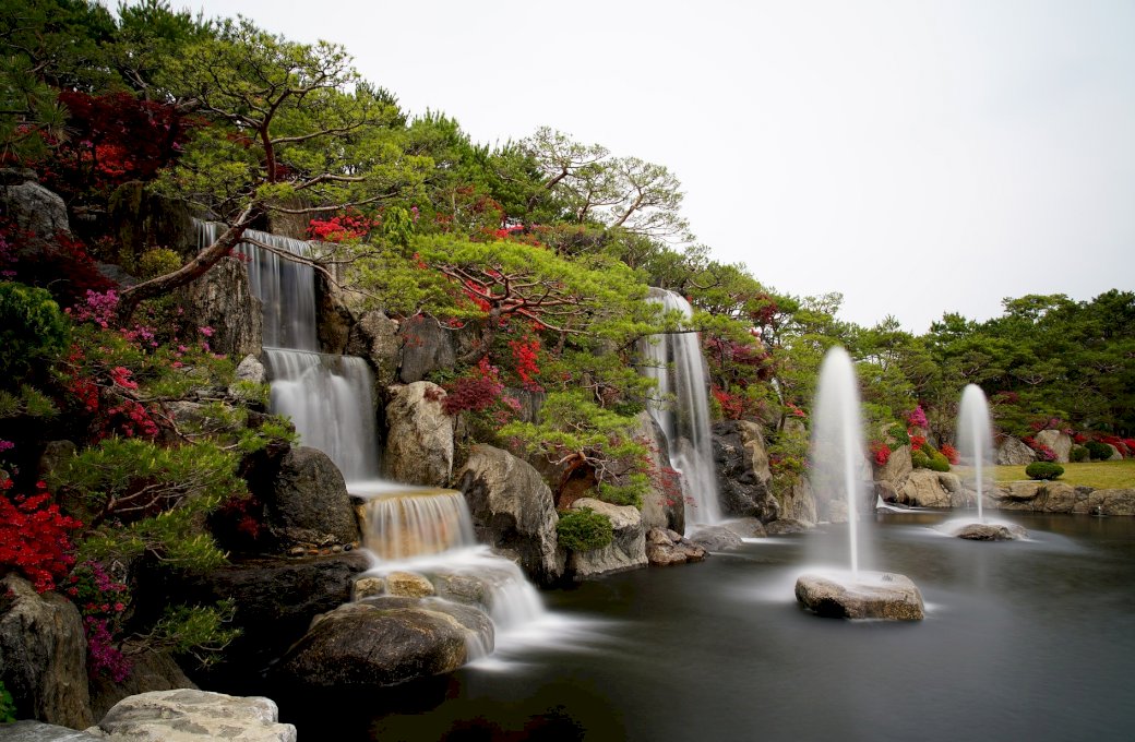 waterfalls and azaleas jigsaw puzzle online