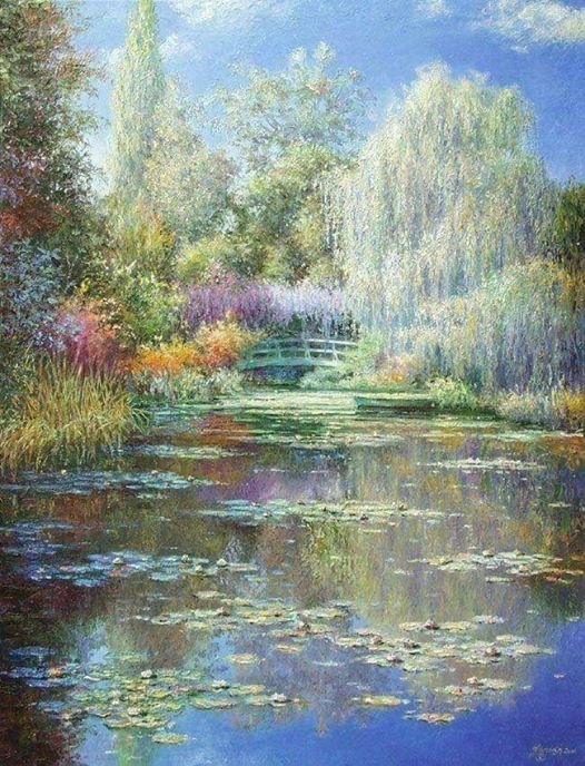 Monet Pond målning Pussel online