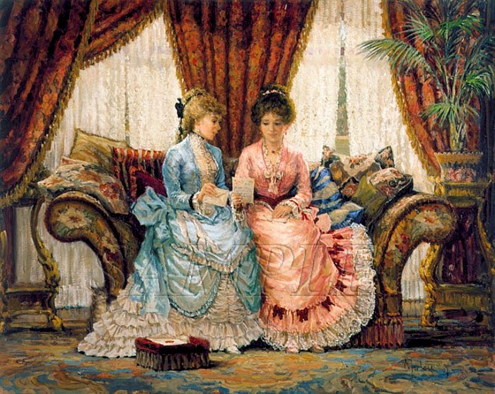 Målning: Två kvinnor. pussel på nätet
