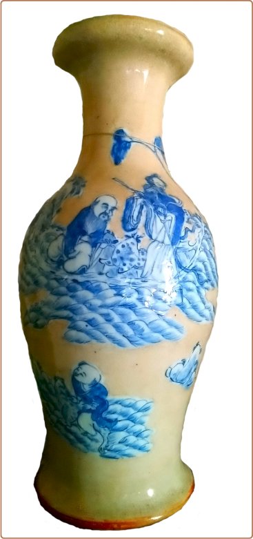 Céramique en grès avec motifs bleus puzzle en ligne