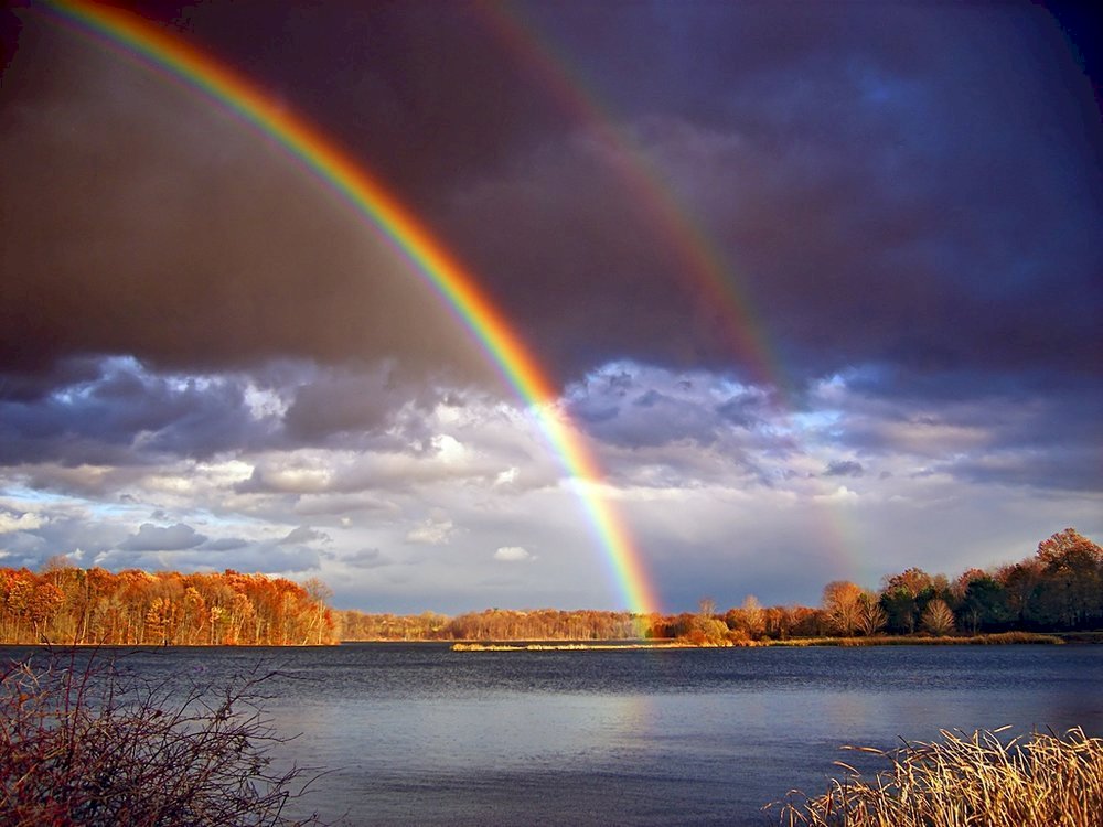 Regenbogen auf dem See Online-Puzzle