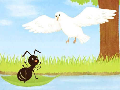 Приказка на Езоп гълъбът и мравката онлайн пъзел