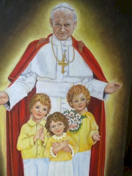 John Paul II med barn Pussel online