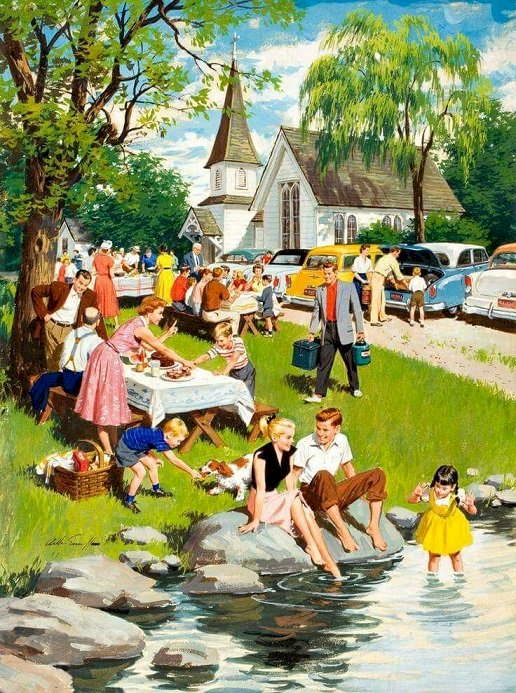 On Sunday in front of the church. jigsaw puzzle online