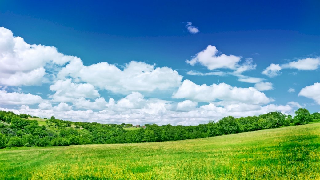 greens_meadow_trees_clouds jigsaw puzzle online