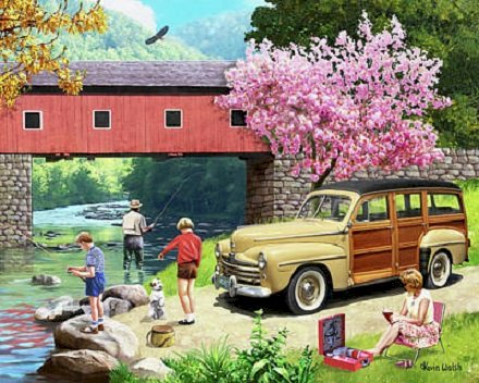 Excursie în familie la râu. jigsaw puzzle online