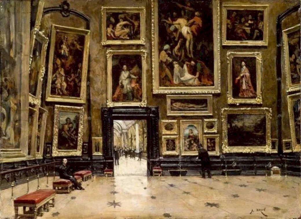 Panorámica del Salón Cuadrado en el Louvre онлайн пъзел