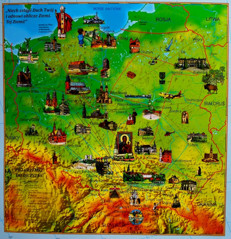 Pilgrimage map of Poland online puzzle