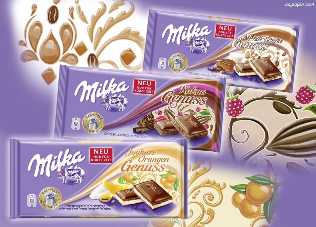 Шоколад Milka - разные виды онлайн-пазл